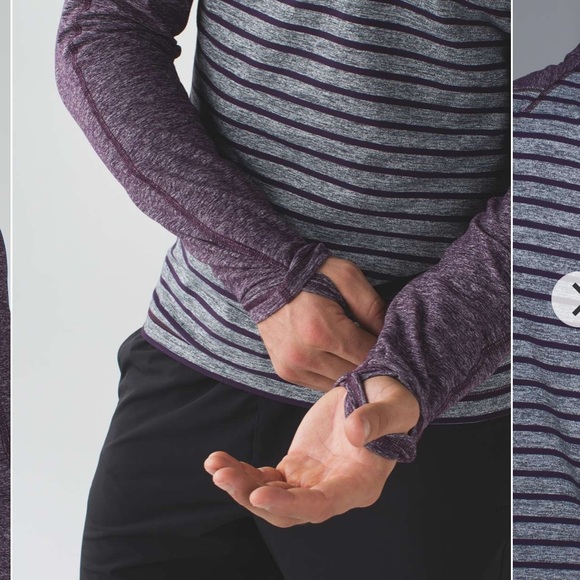 Lululemon Surge Warm 1/2 Zip Pullover Yachtie Stripe heathered grey purple Small - Picture 4 of 13
